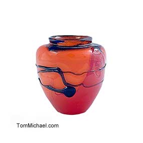 Early Decorated Art Glass Vase, Hand-blown glass art. Art Glass for sale at TomMichael.com