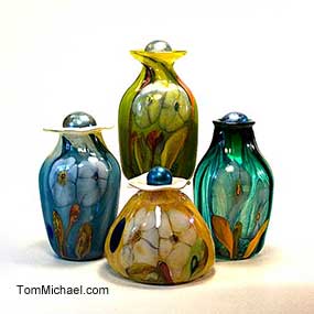 Decorative Glass Vases | Decorative Glass Cremation Unrs for sale Tom Michael