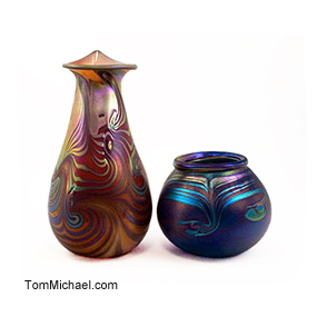 Iridescent Art Glass Vases for Sale by Tom Michael, Odyssey Art Glass, USA