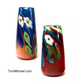 Decorative Glass Vases | Glass Cremation Urns | Contemporary Art Glass Vases, Hand-painted gkass and ceramic vases