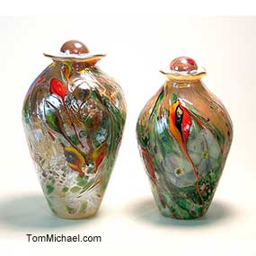 Art Glass Vases for Sale, hand-painted vases by Tom Michael at TomMichael.com