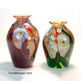 Art Glass Vases for Sale, Hand-blown art glass, decorative glass vases, Tom Michael