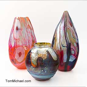 Decorative Art Glass Vases, Contemporary Art Glass, Iridescent art glass by Tom Michael, TomMichael.com