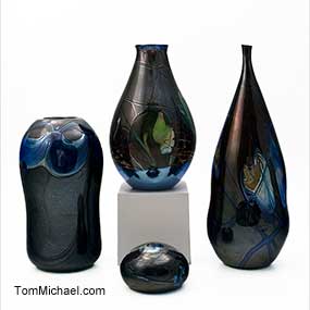 Decorative Art Glass Vases and Paperweight by Tom Michael, TomMichael.com