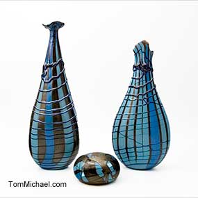Art Glass Vases and Paperweight by Tom Michael, TomMichael.com
