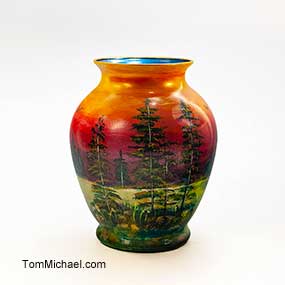 Decorative glass hand painted vases by Tom Michael