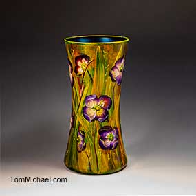 Scenic Hand Painted Art Glass Vases for sale at  TomMichael.com, art glass vases fpr sale, decorative glass art 
