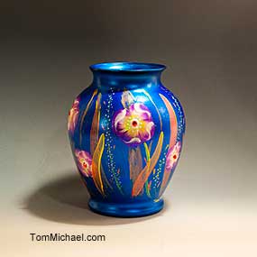 Scenic vases, hand painted vase, decorative glass vase, art glass painted vase