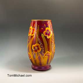 Scenic hand painted vases,  decorative vases, scenic vases by Tom Michael