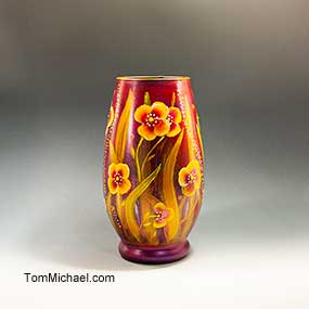 Panoramic vase, wildflower vase, Scenic vases, hand painted vase, decorative glass vase, art glass painted vase