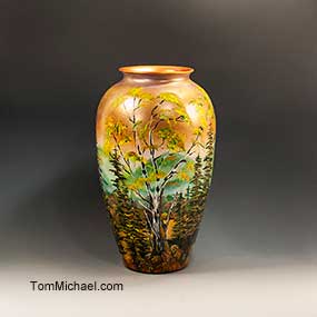 Panoramic vase, landscape scenic, wildflower vase, Scenic vases, hand painted vase, decorative glass vase, art glass painted vase