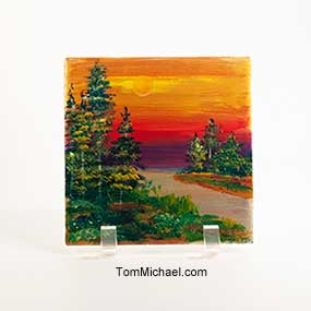 Hand-painted vases and tiles, Antique Art Glass Vase, antique art glass vases, scenic art glass vases at TomMichael.com