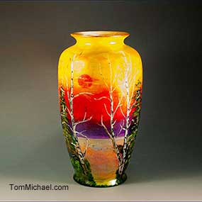 Art Glass Vases for Sale, Antique Art Glass Vases for Sale, home decor, contemporary art glass, hand-painted vases for sale, Tom Michael
