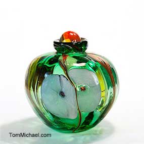 Decorative glass, hand blown glass art, scenic hand painted vases