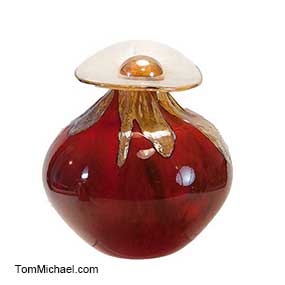 Decorated art glass, blown glass, hand painted art vases